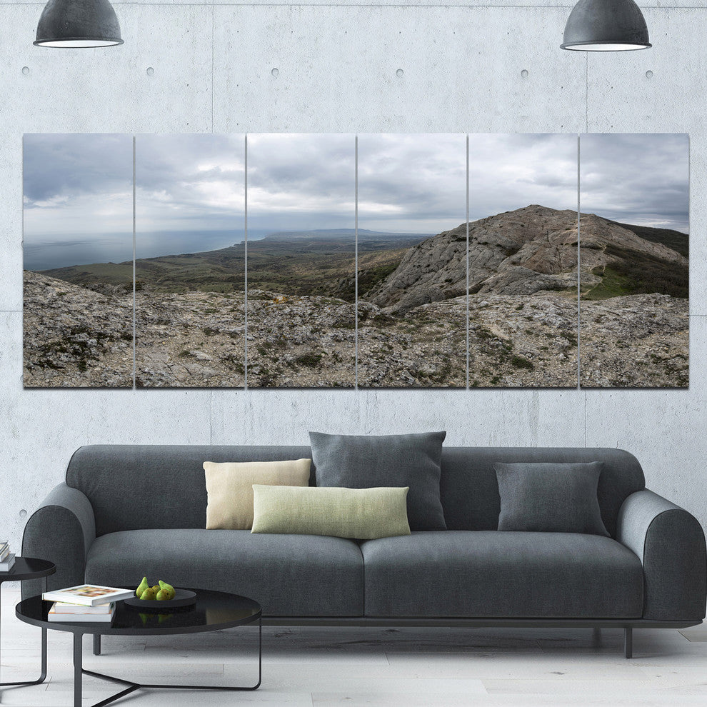 Rocky Mountain Peak Panorama, Landscape Canvas Art Print, 70"x28", 6 Panels