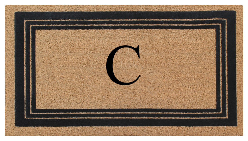 A1HC Natural Coir Monogrammed Entrance Flock Outdoor Durable Doormat 24" X 39",