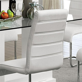 Furniture of America Dorazio Faux Leather Dining Chairs in White (Set of 2)