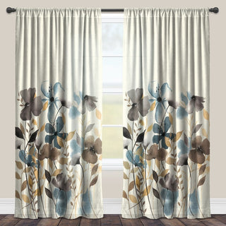 Laural Home Greige Florals Sheer Window Curtain, 95"