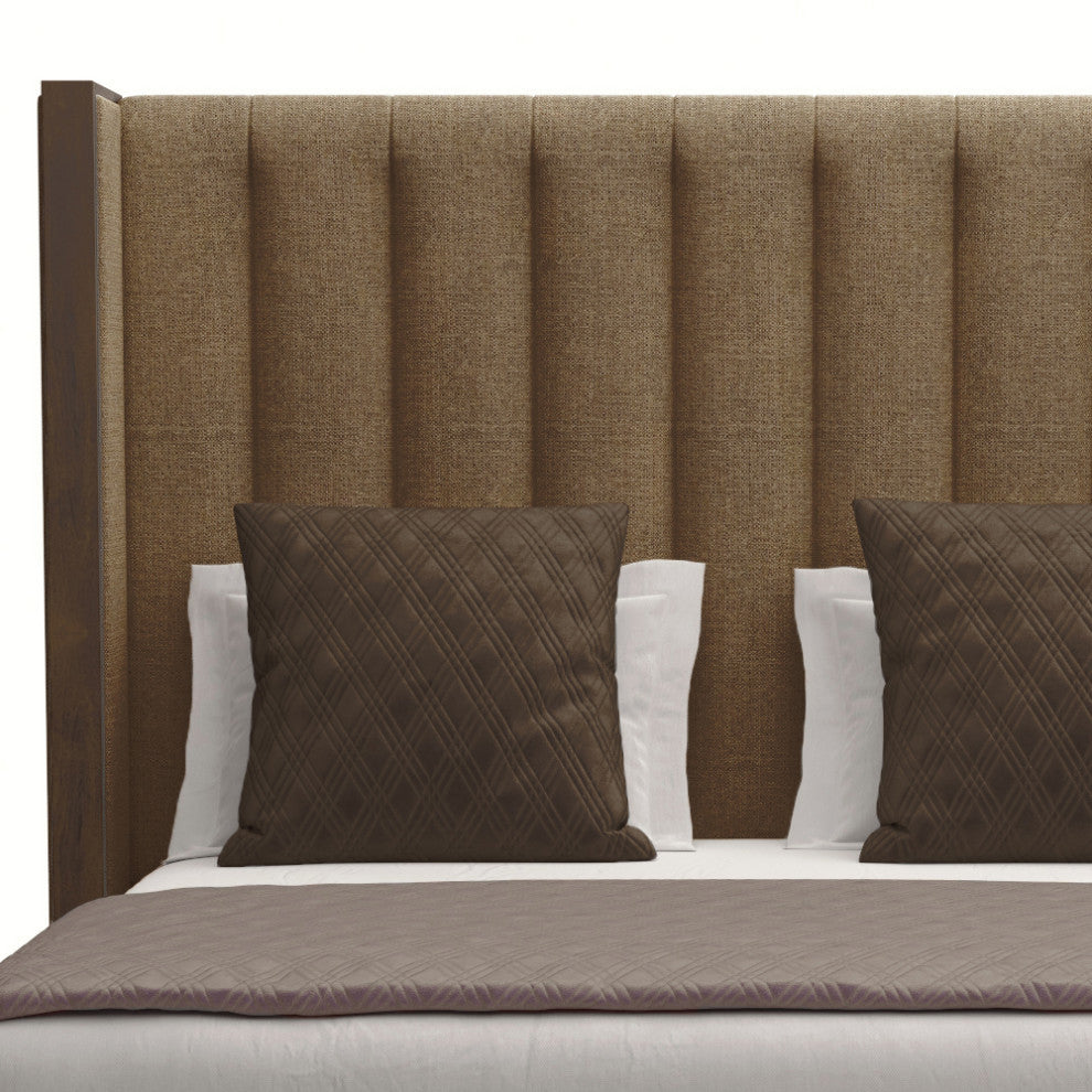 Nativa Interiors Irenne Vertical Channel Bed, Brown, Ca King, Medium 67"