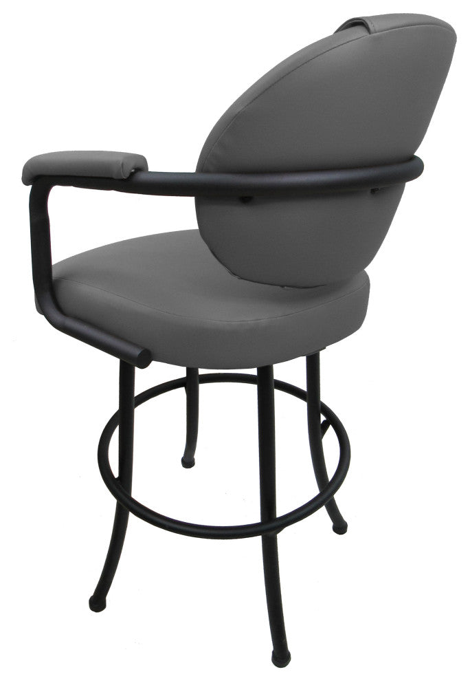Swivel Counter Metal Pub Set - M-70 Stools 26" or 30", Grey Vinyl - Black, 26", Crackle Glass