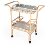 Butler Selena Gray and White Rattan Bar Cart