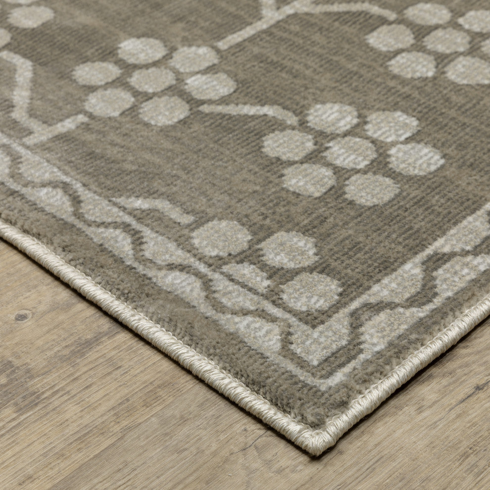 Iris Two-Tone Oriental Grey/ Light Grey Area Rug 6'7" x 9'6"
