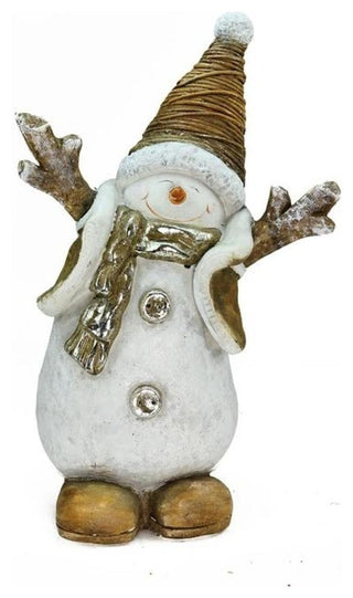 19.5" Whimsical Ceramic Jolly Christmas Snowman Decorative Tabletop Figure