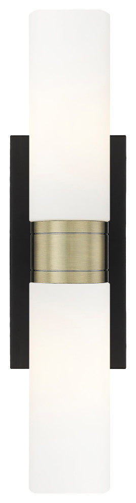 Ballston Urban 2 Light 8" Bath Vanity Light, Black Antique Brass, Matte White