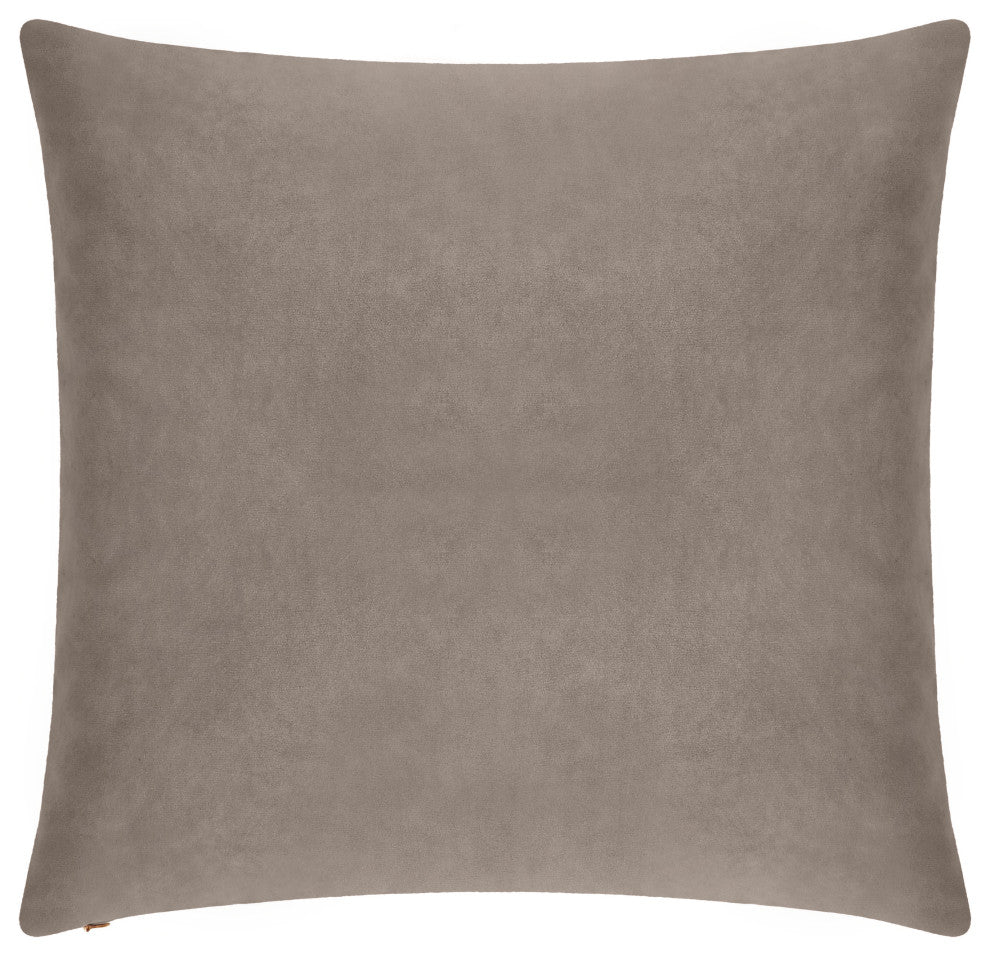 Delara Set of 1 Velvet 20x20", Cushion Cover, Grayish Brown, Pillow Cover Only