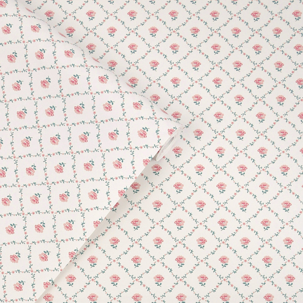 Laura Ashley Kate Wallpaper, Coral Pink