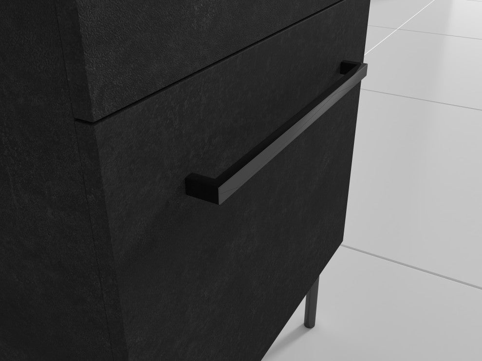 Fine Fixtures Modern Vanity Set, Black Marble, 20", Black Hardware