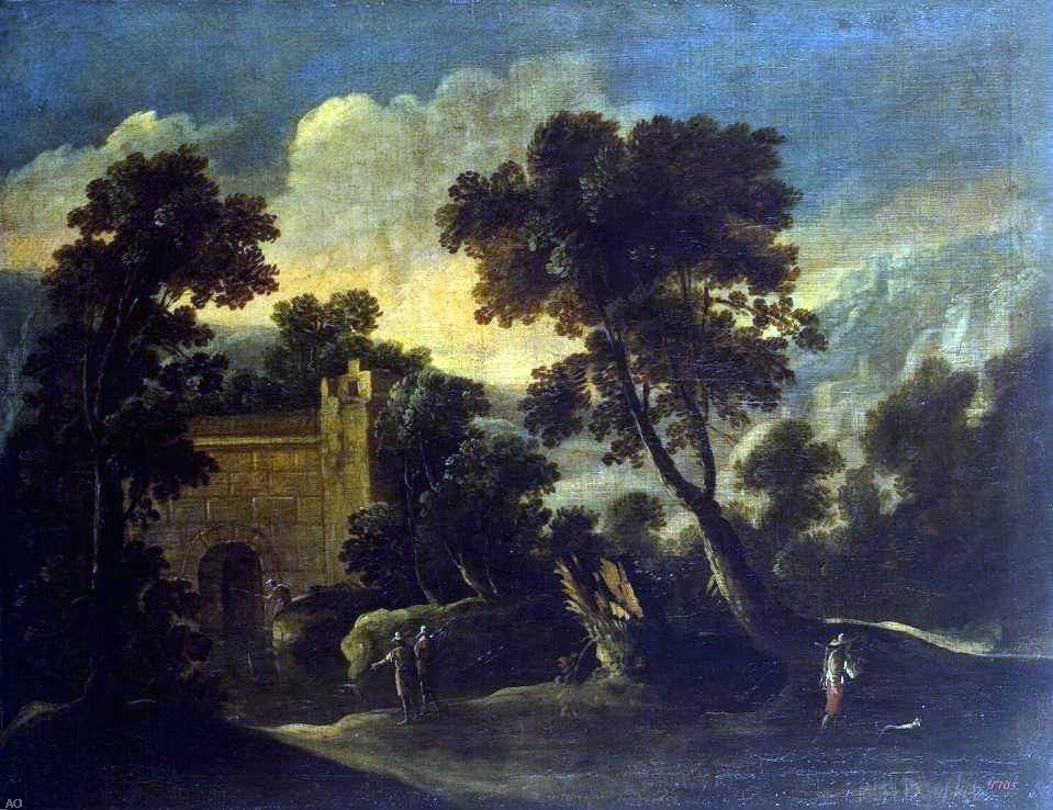 Francisco Collantes Landscape with Ruins, 21"x28" Gallery Wrapped Canvas