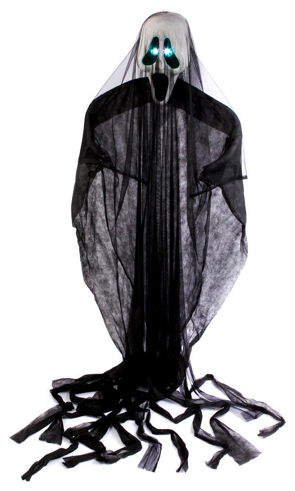 118" Lighted Fabric Hanging Black Ghost