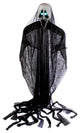 118" Lighted Fabric Hanging Black Ghost