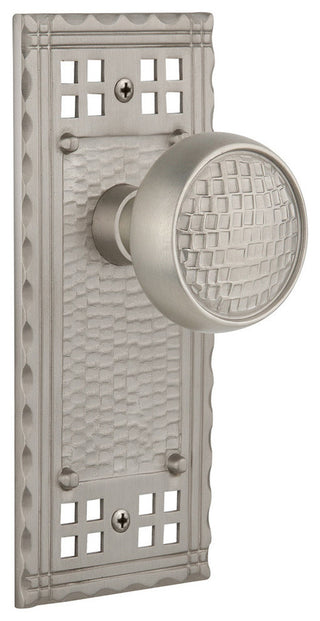 Craftsman Plate Privacy Craftsman Knob, Satin Nickel