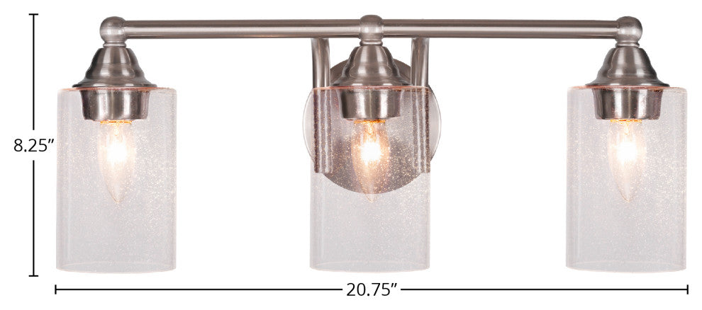 Paramount 3-Light Bath Bar, Brushed Nickel, 4" Clear Bubble