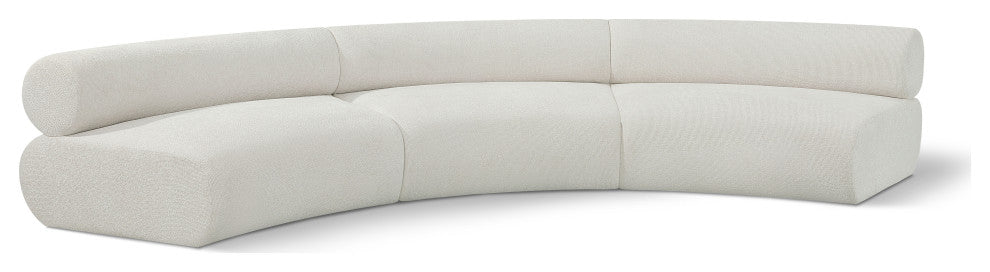 Bale Cream Chenille Fabric Modular Sofa, Cream, 3-Piece, Arc Shaped