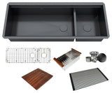 48in. Galaxy Black Undermount Single Bowl Stainless Steel Kitchen Sink Combo