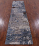 2' 6" X 10' 0" Runner Abstract Hand Knotted Wool and Silk Rug Q9035