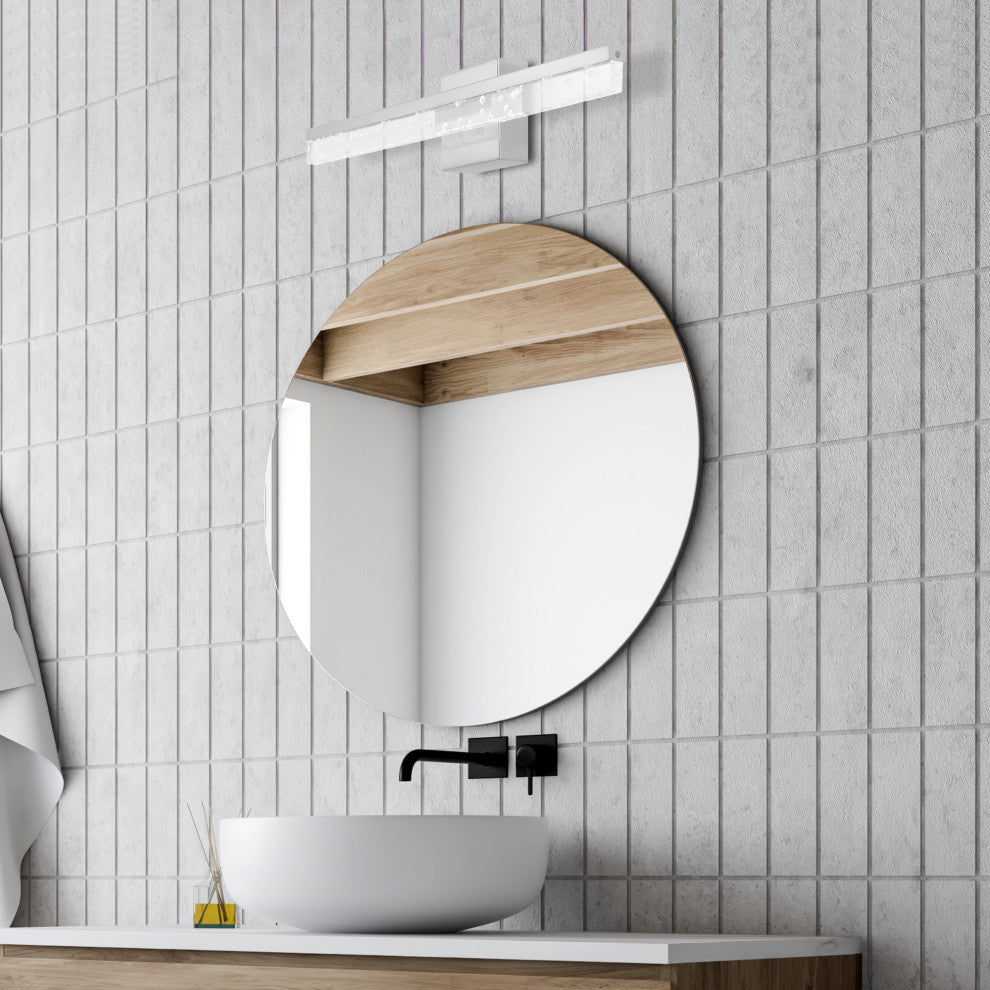 Mario 22" 1-Light 360-Degree Rotatable Integrated LED, Chrome/Clear, Width: 22"