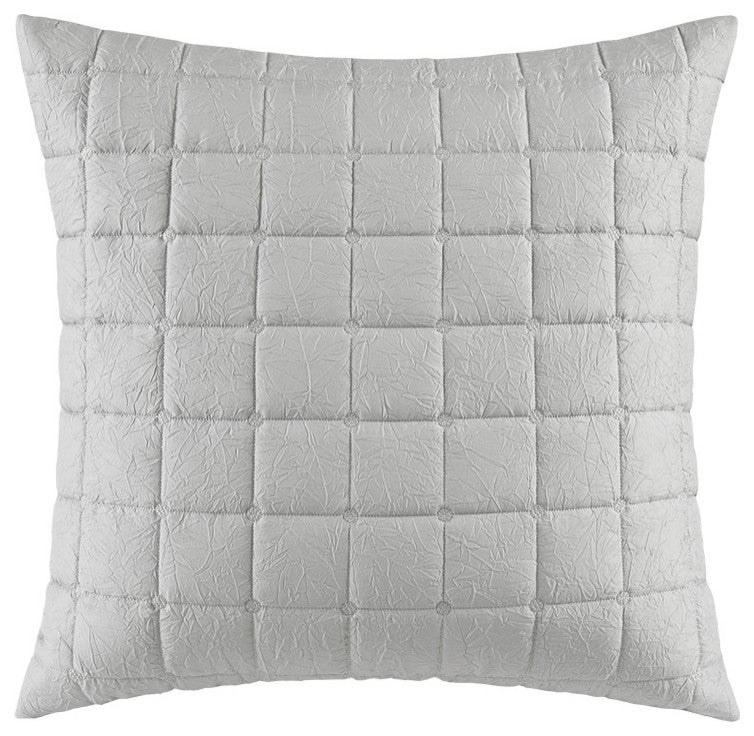 N Natori Cocoon Crushed Microfiber Quilted Euro Sham Cover, Grey