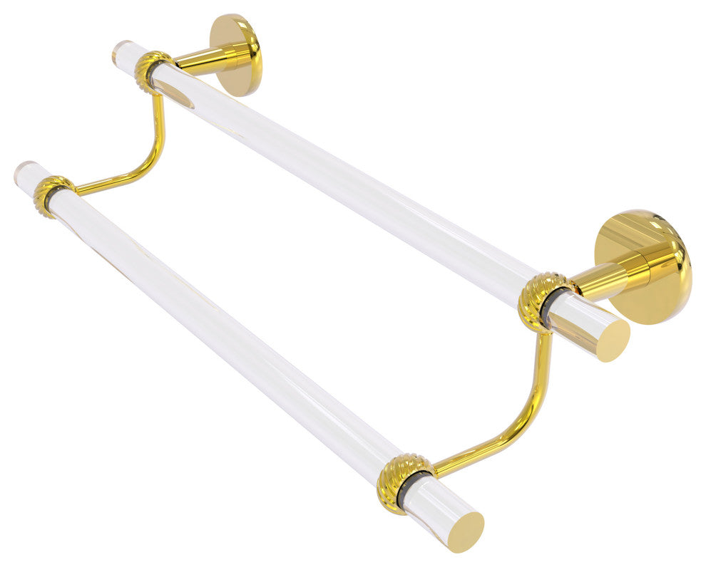 Clearview 18" Double Towel Bar with Twisted Accents, Polished Brass