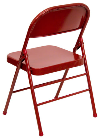 2 Pack HERCULES Series Triple Braced & Double Hinged Metal Folding Chair, Red