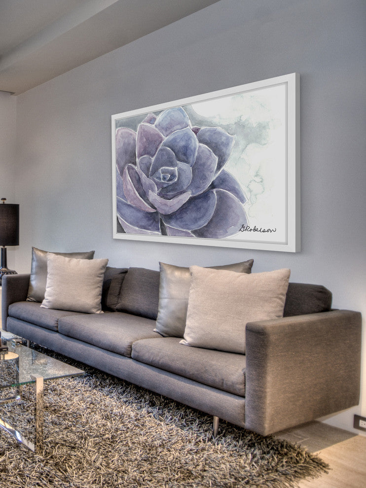 "Purple Succulent" Framed Painting Print, 45"x30"