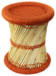 Natural Geo Moray Decorative Handwoven Jute Accent Stool, Orange