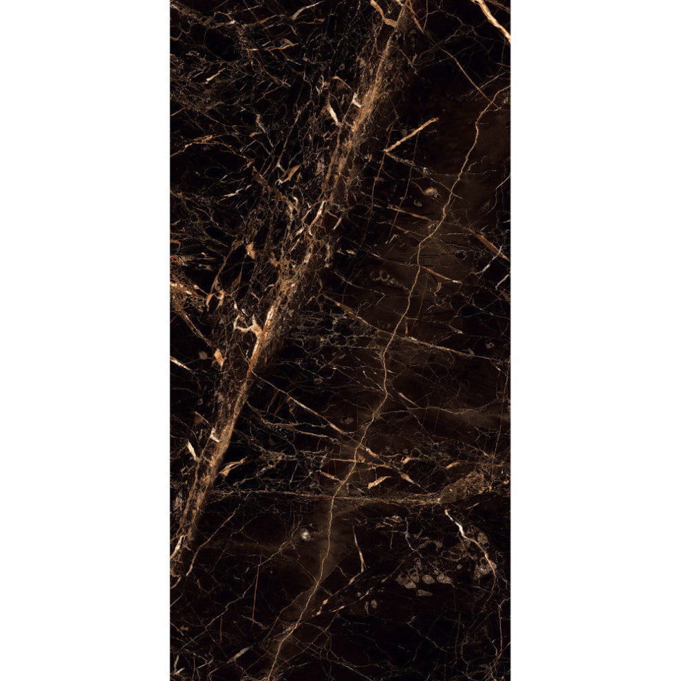 Portoro Gold Golden Black High Glossy Tile, 48x48