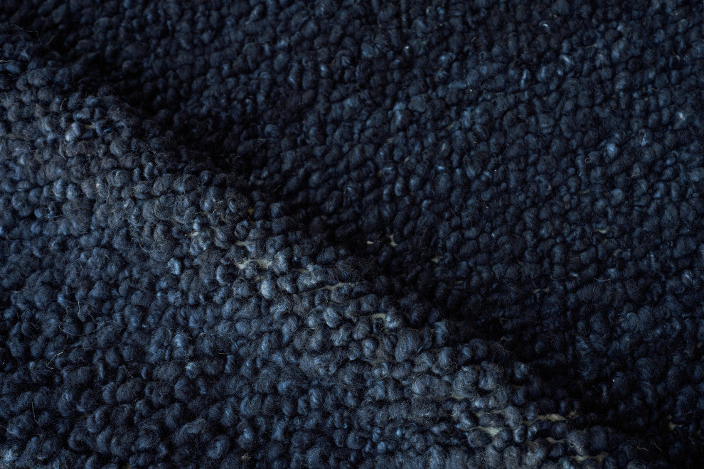 Borelli Handmade Hand Loomed Wool Navy Blue Area Rug, 10'x14'