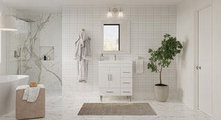The Latitude Bathroom Vanity, White, 30", Single Sink, Freestanding
