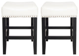 GDF Studio Ralph Off-White Leather Backless Counter Stool, Set of 2