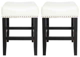 GDF Studio Ralph Off-White Leather Backless Counter Stool, Set of 2