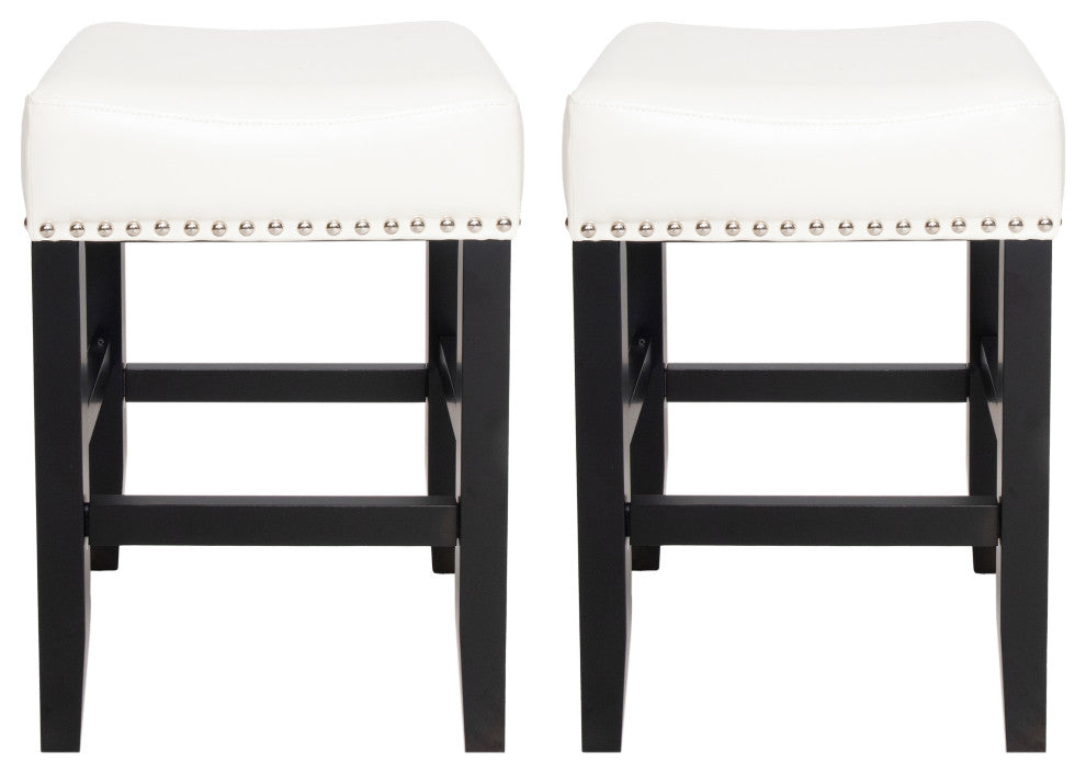GDF Studio Ralph Off-White Leather Backless Counter Stool, Set of 2