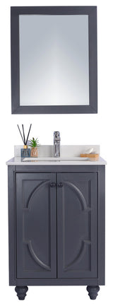 Odyssey - 24 - Maple Grey Cabinet + White Quartz Counter, no mirror