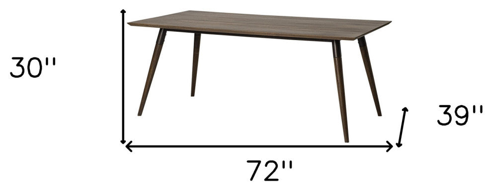 72" Dark Brown Solid Wood Dining Table