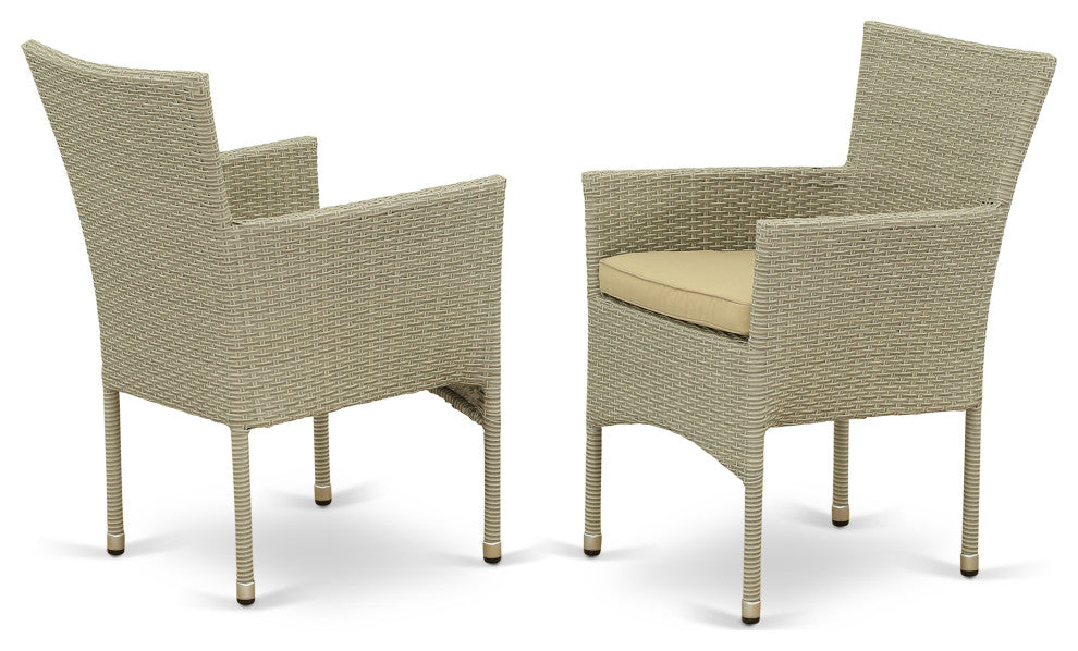 7Pc Outdoor- Natural Color Wicker Dining Set, Patio Table, 6 Armchair