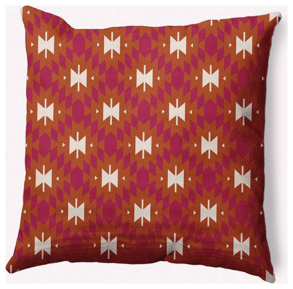 20" x 20" Geo Craze Indoor/Outdoor Polyester Throw Pillow, Dusty Orange