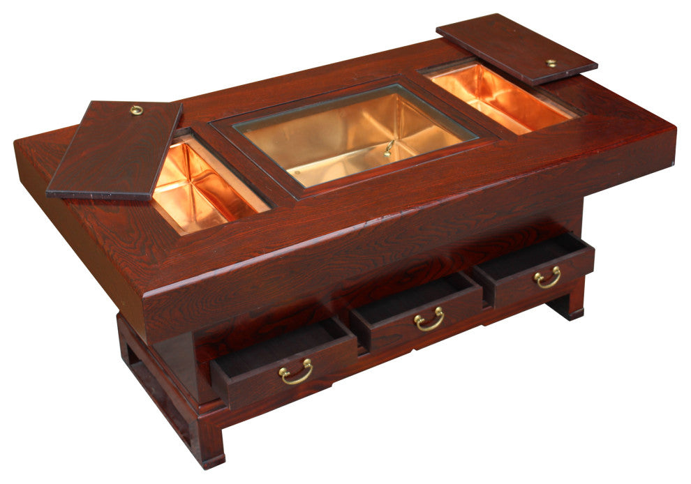 Oriental Rectangular Bold Thick Wood Drawers Coffee Table Hcs5305