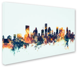Michael Tompsett 'Houston Texas Skyline Blue' Canvas Art, 12x19