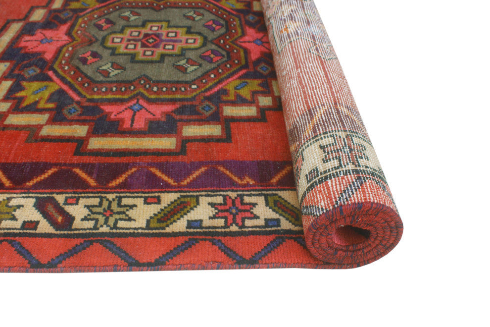 Fine Vintage Distressed Bamshad Rust/Beige Runner, 3'6x12'7