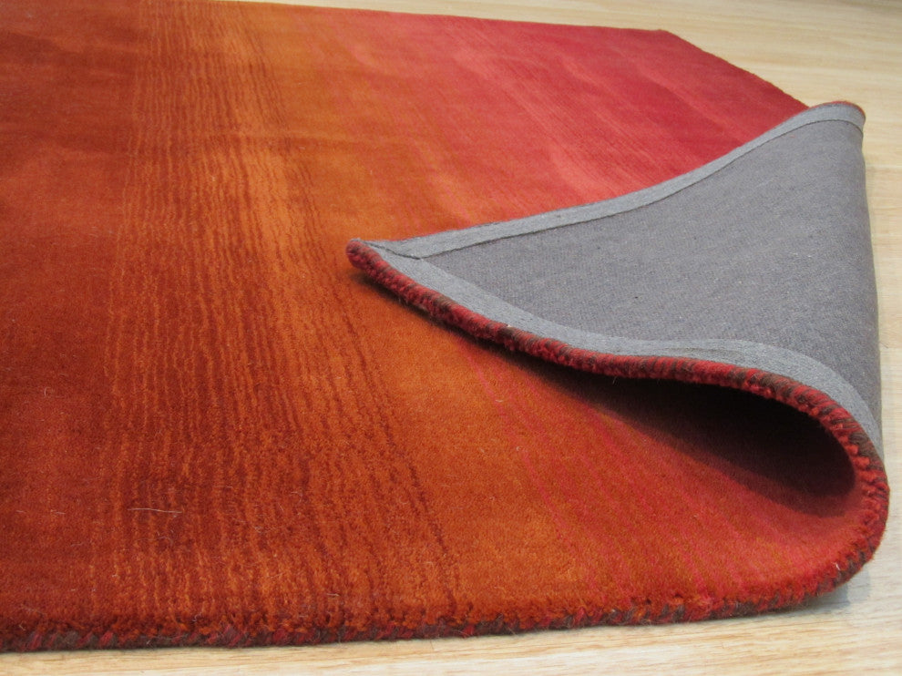 Red Contemporary Stripe Horizon Area Rug