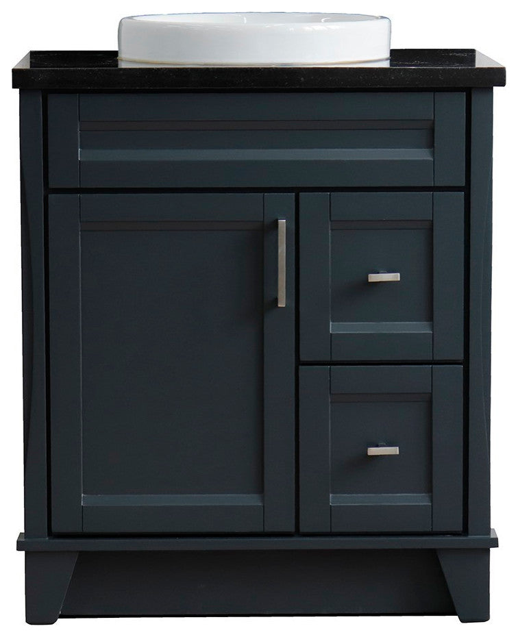 31" Single Sink Vanity, Dark Gray Finish With Black Galaxy Granite