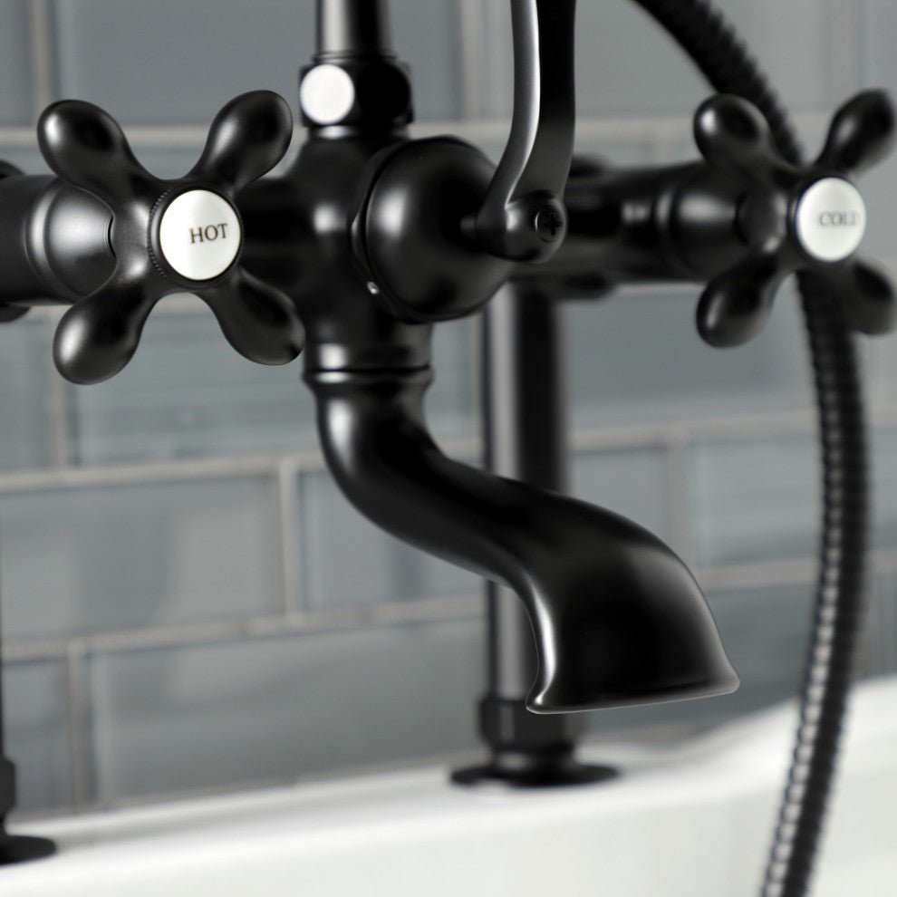 AE109T0 Deck Mount Clawfoot Tub Faucet, Matte Black