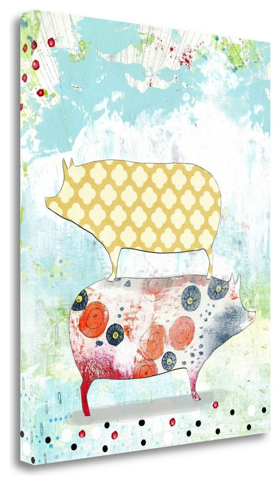 "Totem Pigs" By Sarah Ogren, Giclee Print on Gallery Wrap Canvas, Ready to Hang