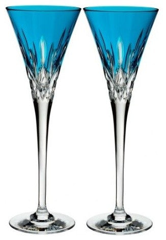Waterford Crystal Lismore Pops Toasting Flutes, Set of 2, Aqua