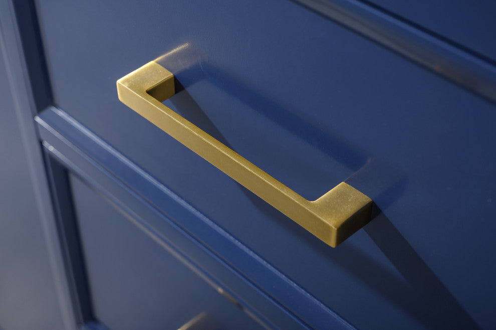 60" Double Sink Vanity Cabinet, Carrara White Top, Blue