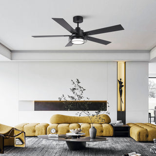52-inch Modern Black LED Ceiling Fan with Remote and DC Reversible Motor