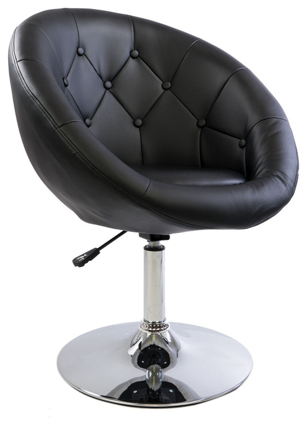 Antoinette Round Tufted Vanity Chair, Black