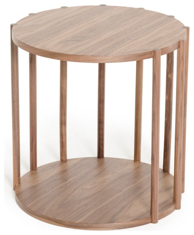 19" Walnut Wood End Table