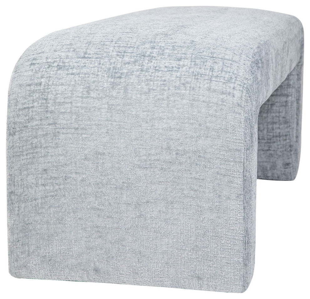 Sophia Modern Luxury Curved Upholstered Jacquard Bench (60W x 18D x 19H) - Blue
